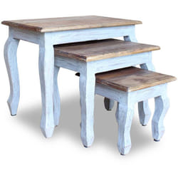 Ensemble 3 de tables basse gigognes en bois d'acajou massif brun DEC031402