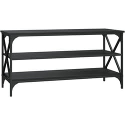 Décoshop26 - Meuble tv console d'entrée meuble de salon 100 x 40 x 50 cm bois d'ingénierie noir et métal DEC031440