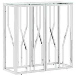 Table console - DEC031564 - 70 x 30 x 70 cm - Acier inoxydable argenté - Verre trempé - Design contemporain