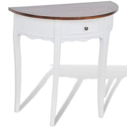 Console dappoint - DECOR - DEC031629 - MDF blanc - Plateau marron - Tiroir intégré