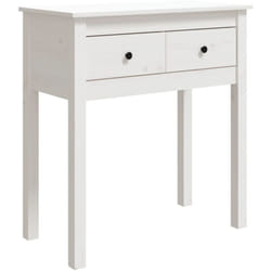 Table console d'entrée fonctionnel et stylé avec tiroirs 70 x 35 x 75 cm bois massif de pin blanc DEC031710