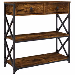 Table console - DEC031805 - Bois dingénierie - 75 x 28 x 75 cm - Marron - Style industriel