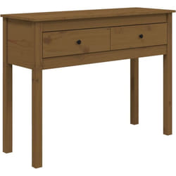 Meuble console d'entrée moderne table d'appoint avec tiroirs 100 x 35 x 75 cm bois de pin marron miel DEC032044
