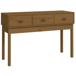 Table console d'entrée fonctionnel et stylé avec tiroirs 114 x 40 x 75 cm bois massif de pin marron miel DEC032049