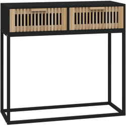Meuble console d'entrée moderne table d'appoint avec tiroirs 80 x 30 x 75 cm bois d'ingénierie et fer noir DEC032164