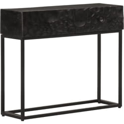 Table d'appoint console d'entrée meuble de salon avec tiroirs 90 x 30 x 76 cm bois de manguier et fer noir DEC032178