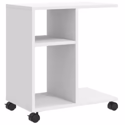 Table dappoint - DEC032324 - Bois dingénierie - Blanc - 50 x 30 x 55 cm - Sur roulettes