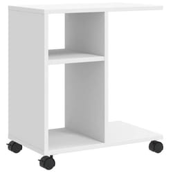 Table dappoint - DEC032324 - Bois dingénierie - Blanc - 50 x 30 x 55 cm - Sur roulettes