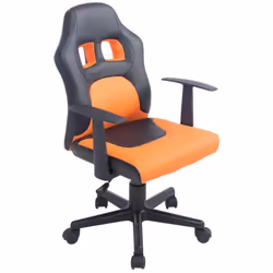 Chaise de bureau pour enfant avec 5 roulettes Couleur: orange et noir Revêtement en synthétique: 100% polyuréthane Piétement  ...