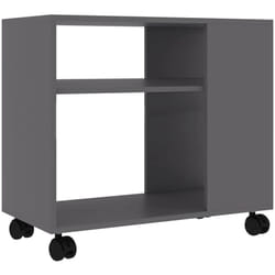 Décoshop26 - Table d'appoint meuble de salon sur roulettes 70 x 35 x 55 cm bois d'ingénierie gris DEC032444