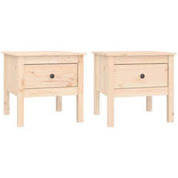 Décoshop26 - Lot de 2 tables d'appoint chevets avec tiroir 50 x 50 x 49 cm bois de pin non traité DEC032611