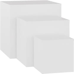 Décoshop26 - Lot de 3 tables d'appoint suppot de plantes bout de canapé en bois d'ingénierie blanc DEC032657