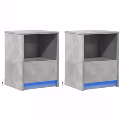 Table de chevet - DEC032854 - Lot de 2 - Bois dingénierie - LED RVB - Gris béton 38x34x50 cm