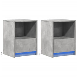 Table de chevet - DEC032854 - Lot de 2 - Bois dingénierie - LED RVB - Gris béton 38x34x50 cm