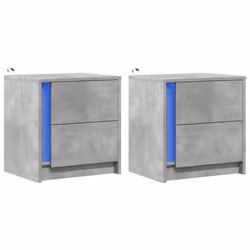 Table de chevet - DEC032856 - Lot de 2 - Bois dingénierie - LED RVB - 43x34x45 cm