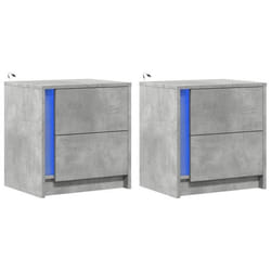 Table de chevet - DEC032856 - Lot de 2 - Bois dingénierie - LED RVB - 43x34x45 cm