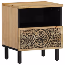 Table de chevet - DEC032971 - Bois de manguier massif - 1 tiroir - Style vintage - 40 x 33 x 46 cm