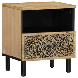 Table de chevet - DEC032971 - Bois de manguier massif - 1 tiroir - Style vintage - 40 x 33 x 46 cm