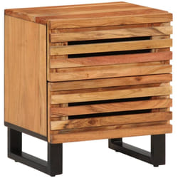 Décoshop26 - Table de chevet avec deux tiroirs 40 x 34 x 46 cm bois d'acacia massif et acier noir DEC032981