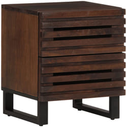Décoshop26 - Table de chevet avec deux tiroirs 40 x 34 x 46 cm bois de manguier marron et acier DEC032985