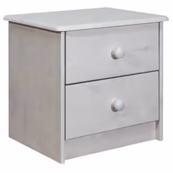 Table de chevet - DEC033018 - Bois de pin massif - 2 tiroirs - Finition à cire blanche - 43x34x40 cm