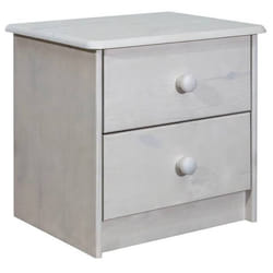 Table de chevet - DEC033018 - Bois de pin massif - 2 tiroirs - Finition à cire blanche - 43x34x40 cm