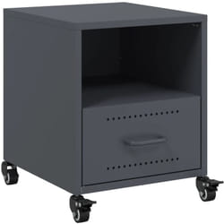 Décoshop26 - Table de chevet sur roulettes avec tiroir et compartiment ouvert 36 x 39 x 43,5 cm acier anthracite DEC033093