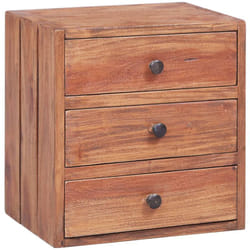 Décoshop26 - Table de chevet avec 3 tiroirs 35 x 25 x 35 cm bois d'acajou massif DEC033110