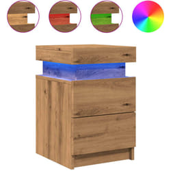 Table de chevet avec led avec tiroirs 35 x 39 x 55 cm en bois d'ingénierie couleur chêne DEC033124