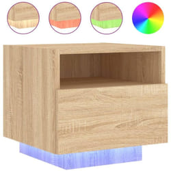 Table de chevet avec lumières led et tiroir 40 x 39 x 37 cm en bois d'ingénierie DEC033185