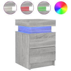 Table de chevet - DEC033198 - Bois dingénierie - LED RGB - 2 tiroirs - 35x39x55 cm