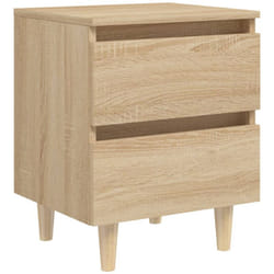 Décoshop26 - Table de chevet 2 tiroirs avec pieds en pin 40 x 35 x 50 cm bois d'ingénierie couleur chêne DEC033260