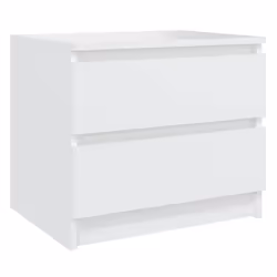 Table de chevet - Blanc - 50 x 39 x 435 cm - 2 tiroirs - Aggloméré - Montage facile