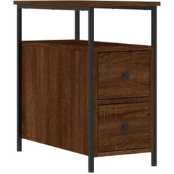 Décoshop26 - Table de chevet avec deux tiroirs et étagère 30 x 60 x 60 cm bois d'ingénierie marron et fer DEC033680
