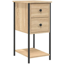 Table de chevet avec tiroirs et étagère 32 x 42 x 70 cm bois d'ingénierie couleur chêne et fer DEC033801