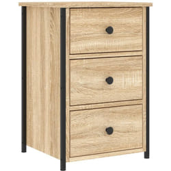 Décoshop26 - Table de chevet avec 3 tiroirs 40 x 36 x 60 cm bois d'ingénierie couleur chêne et fer DEC033848