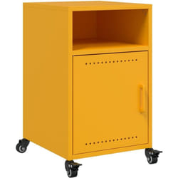Table de chevet avec compartiment avec porte et compartiment ouvert 36 x 39 x 59 cm acier jaune DEC034094