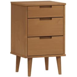 Table de chevet avec 3 tiroirs 40 x 35 x 65 cm bois de pin marron DEC034151