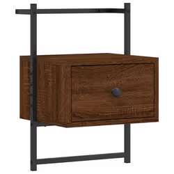 Table de chevet murale - DEC034246 - Bois dingénierie - Marron - 1 tiroir - 35 x 30 x 51 cm