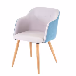 Chaise de salle à manger - Design Rétro - Gris Clair-Turquoise - Accoudoirs - Pieds Évasés - 1 Place