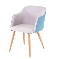 Chaise de salle à manger - Design Rétro - Gris Clair-Turquoise - Accoudoirs - Pieds Évasés - 1 Place