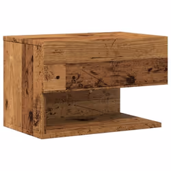 Table de chevet murale - DEC034337 - Bois dingénierie - 1 tiroir - 46 x 295 x 30 cm - Marron vieilli