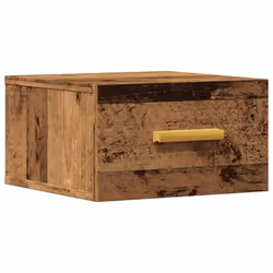 Table de chevet murale - DEC034338 - Bois dingénierie - 1 tiroir - 35 x 35 x 20 cm - Marron vieilli