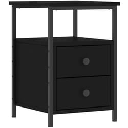 Décoshop26 - Table de chevet avec tiroirs et étagère 34 x 35,5 x 50 cm bois d'ingénierie noir DEC034354