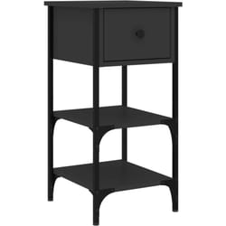 Décoshop26 - Table de chevet avec étagères et tiroir 34 x 36 x 70 cm bois d'ingénierie noir DEC034357