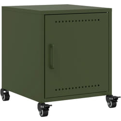 Décoshop26 - Table de chevet sur roulettes avec compartiment avec porte 36 x 39 x 43,5 cm acier vert olive DEC034700