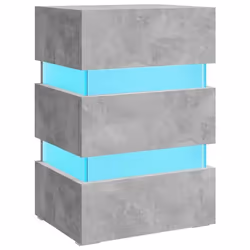 Table de chevet avec lumiere LED avec 3 tiroirs 45 x 35 x 67 cm bois d ingenierie gris DEC034742