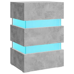 Table de chevet avec lumiere LED avec 3 tiroirs 45 x 35 x 67 cm bois d ingenierie gris DEC034742