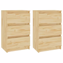 Table de chevet - DEC034752 - Bois de pin massif - Lot de 2 - 3 tiroirs - 40 x 295 x 64 cm