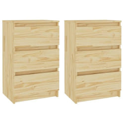 Table de chevet - DEC034752 - Bois de pin massif - Lot de 2 - 3 tiroirs - 40 x 295 x 64 cm